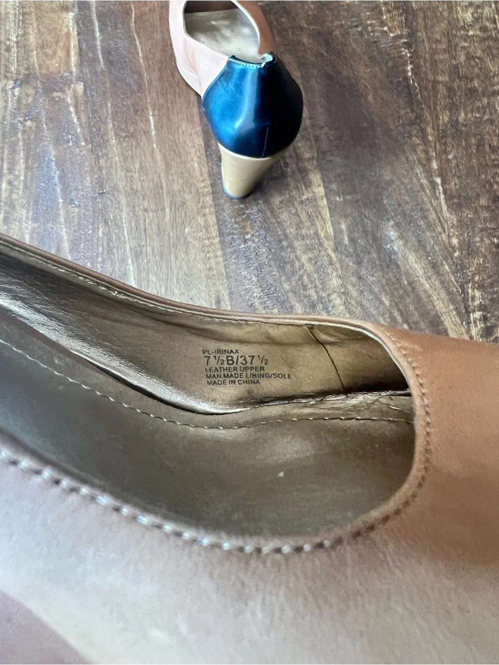 J.Renee Tan and Navy Peep-Toe Wedge Heels